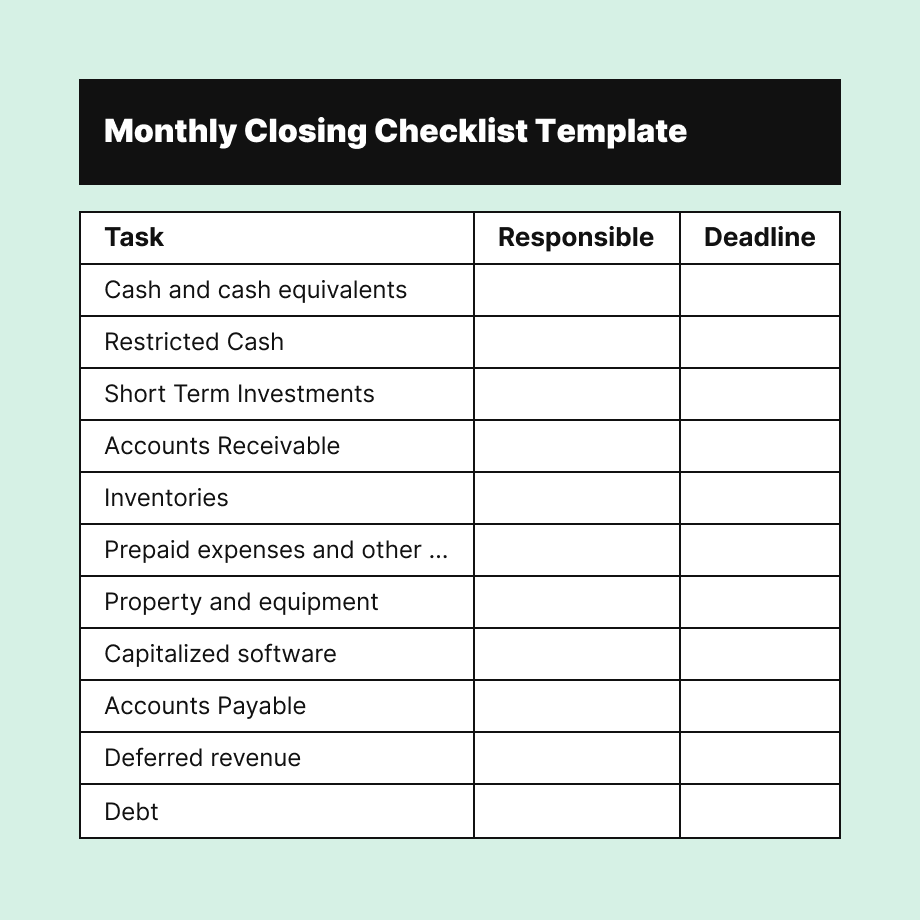 Closing Checklist Template